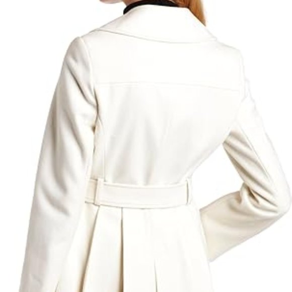 Via Spiga Double Breasted Short Button Front Belted Trench Wool Coat Size 4 - Picture 3 of 14